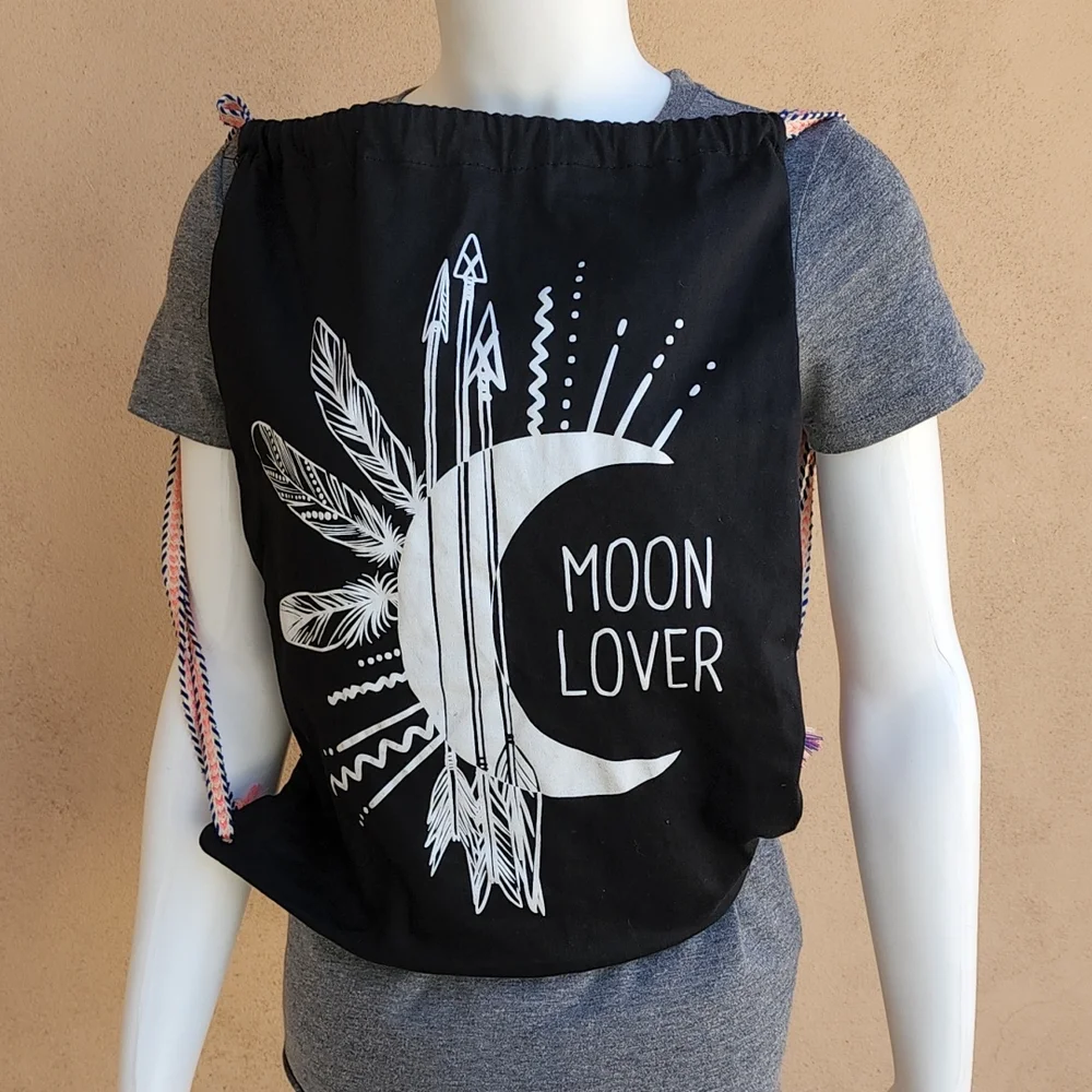 VINTAGE MOON LOVER Cotton Sling Bag Backpack Boho Hippie Festival Travel